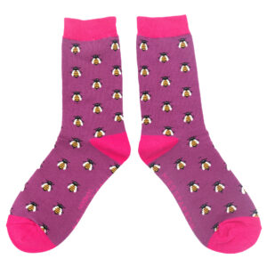 Miss Sparrow, Ladies Honey Bee Socks in Purple