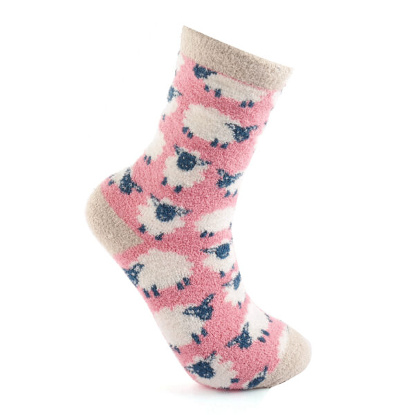 Miss Sparrow Fluffy Happy Sheep Socks Dusky Pink - Image 2