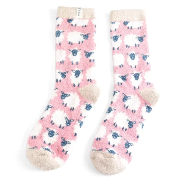 Miss Sparrow Fluffy Happy Sheep Socks Dusky Pink