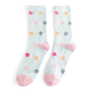 Miss Sparrow Fluffy Spots Socks Blue