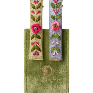 Powder Designs Embroidered Hair Bars Mint / Cornflower