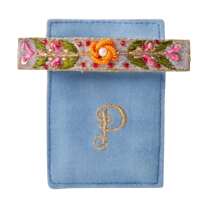 Powder Designs Embroidered Barette Denim Floral