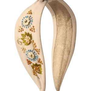 Powder Designs Embroidered Headband Perfect Posie Coconut